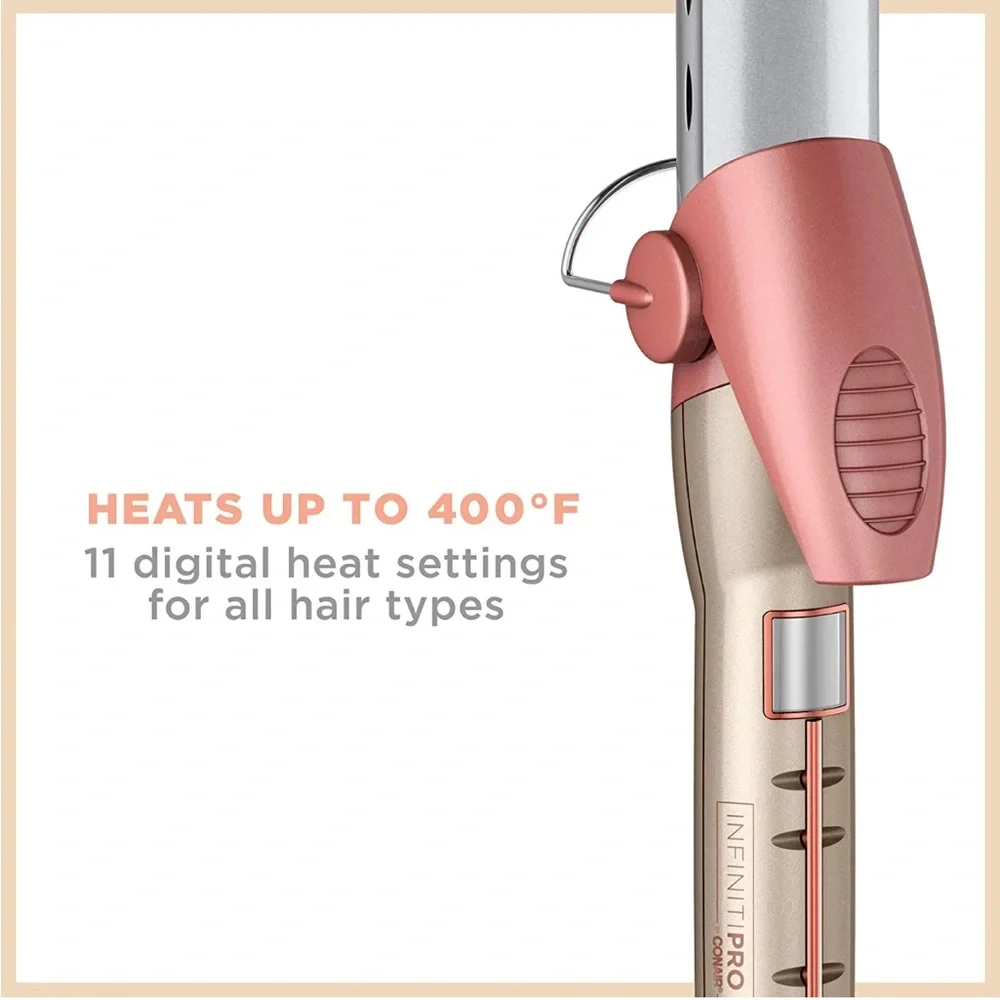 InfinitiPRO by Conair Frizz Free 1 Inch Curling Iron Titanium Ceramic CD600 Rose